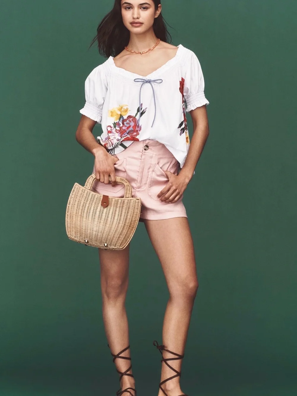 Anthropologie White Peasant Blouse with Multicolor Floral Embroidery NWOT